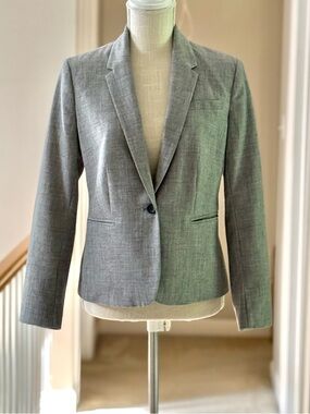 Banana Republic Gray One Button Tailored Blazer Jacket Womens 6P Petite